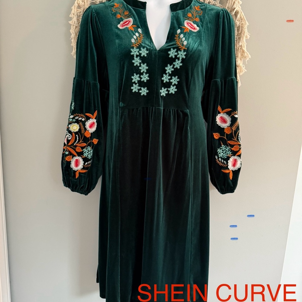 Green Embroidered Dress